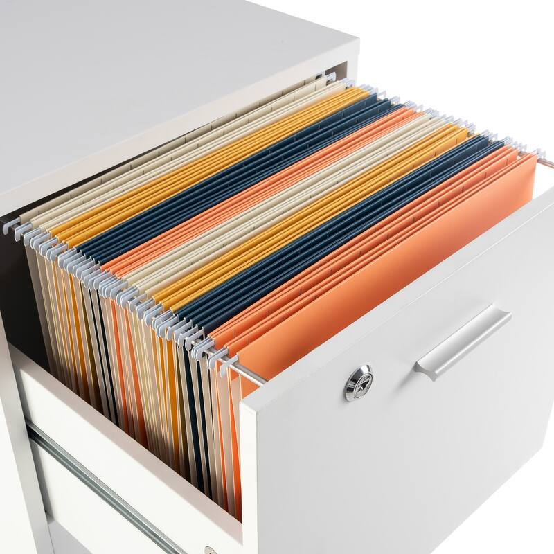 Lavish Home 2-Drawer File Cabinet with Lock and Rolling Wheels