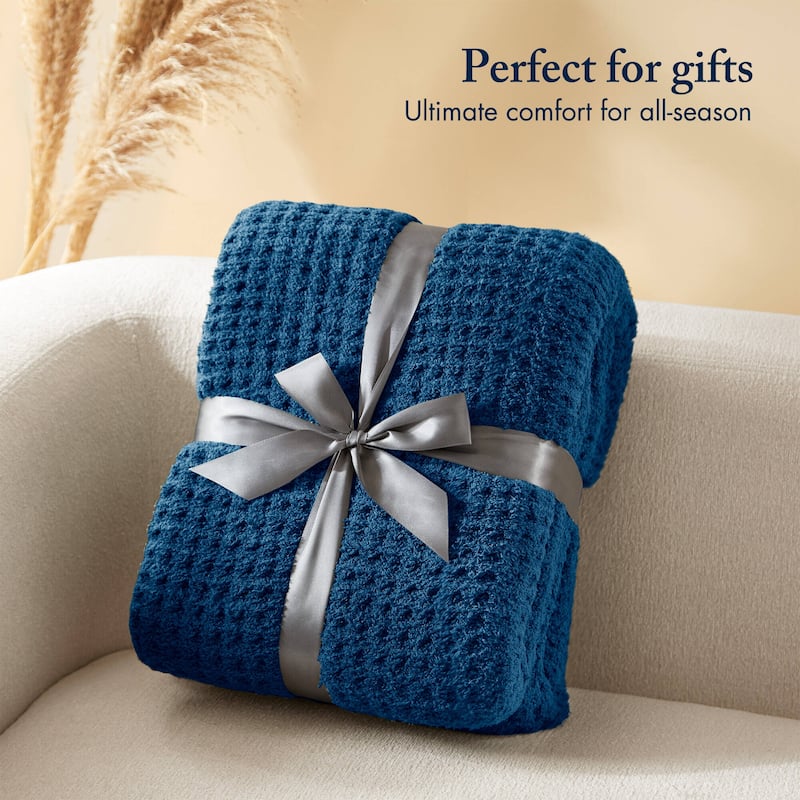 Madison Park Eden Waffle Knit Chenille Throw 50x60"