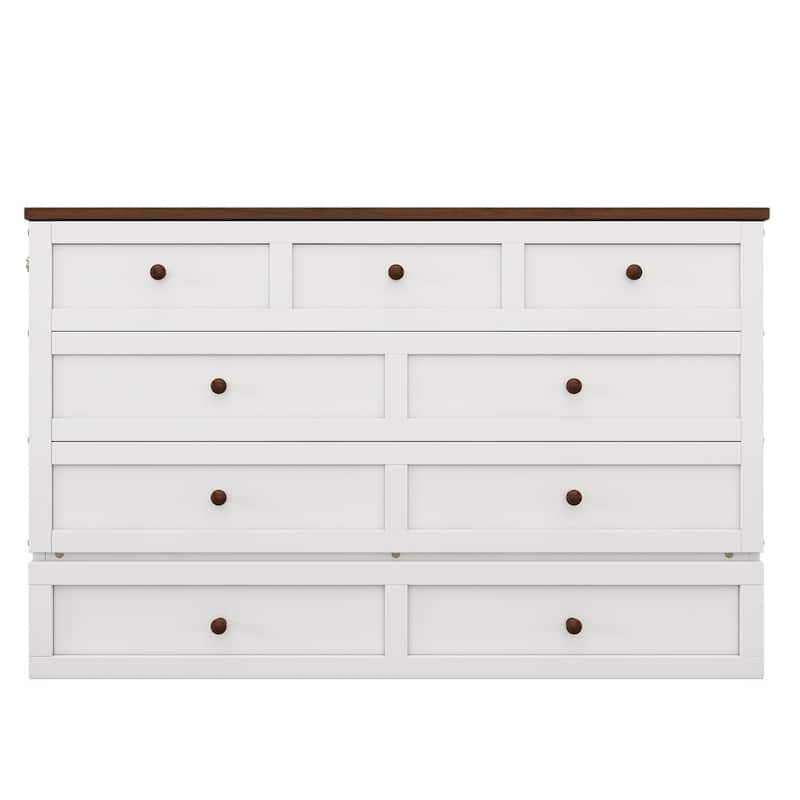 HomeRoots White Wood Full Murphy Bed With USB And Drawer