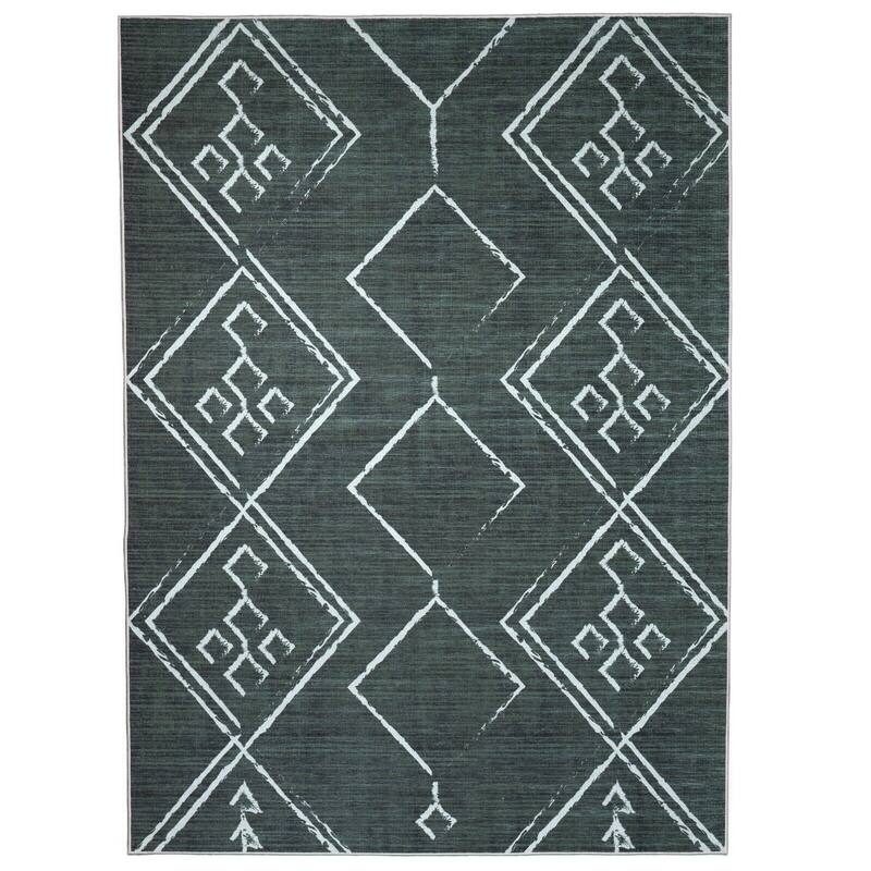 Machine Washable Area Rug With Non-Slip Backing - Stain Resistant - Eco-Friendly Aspen Tribal Moroccan Bohemian Design