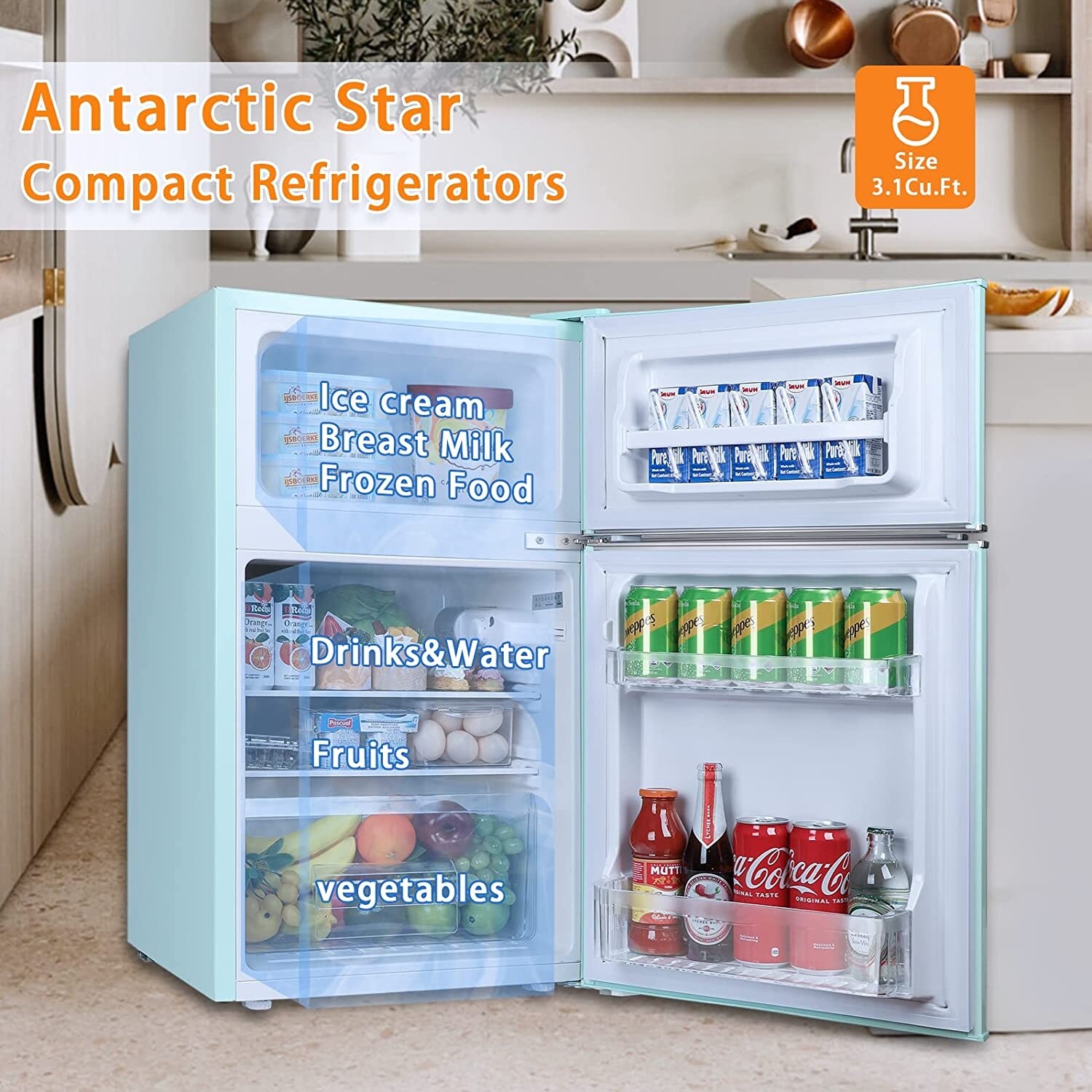 Antarctic Star Mini Upright Freezer -1.2 cu.ft Compact freezer