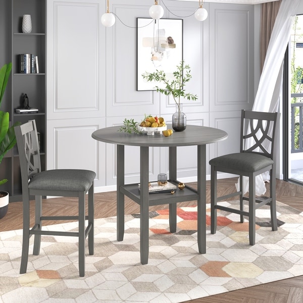 Round wood counter height sales dining table