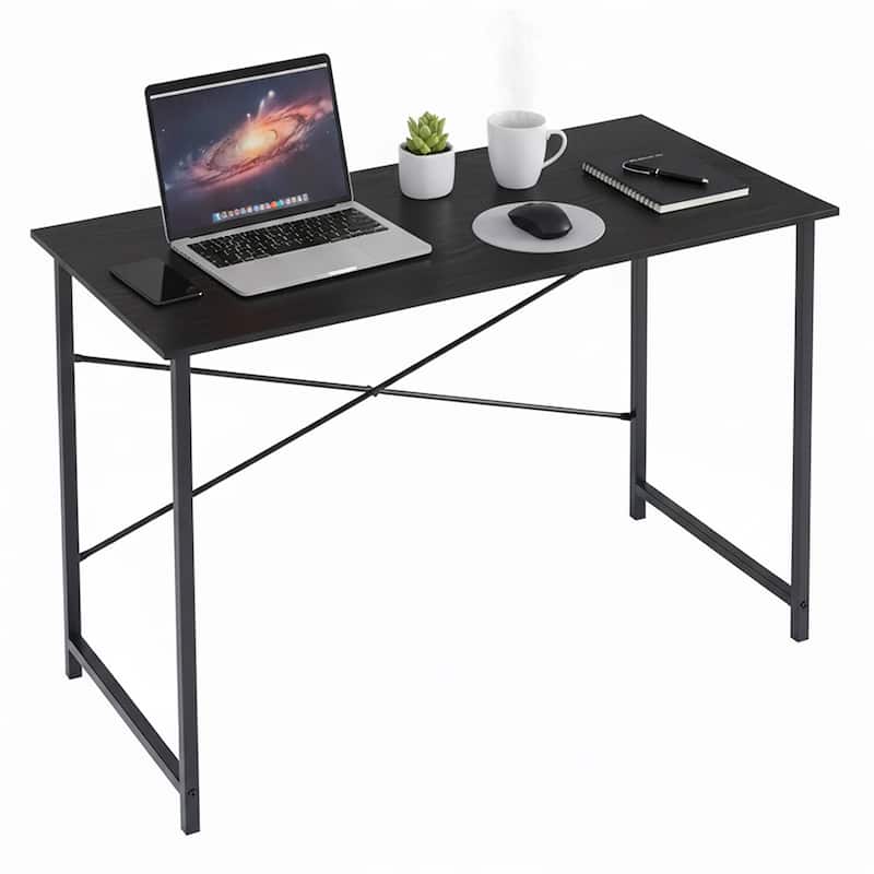 Computer Desk, 40-63 Inch Home Office Desk, Gaming Writing Work from Home Study Desk, Large Legroom, Sturdy Metal Frame - 47 inch - Black
