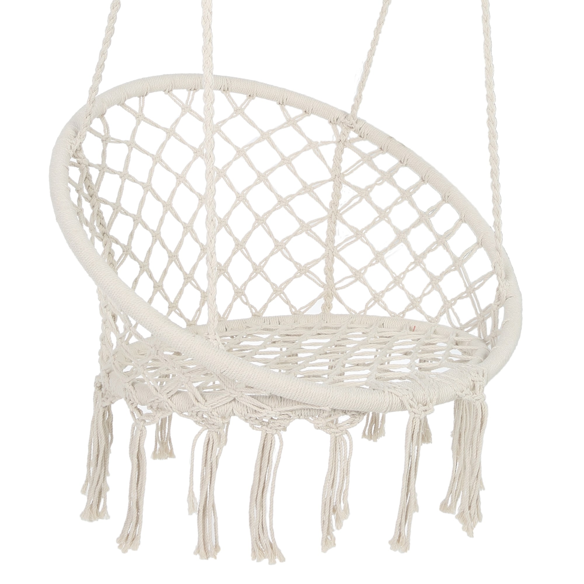 Handmade Knitted Hanging Cotton Rope Chair for Indoor/Outdoor Home Patio Deck Yard Garden Reading Leisure Beige KINGSO Hammock Chair Macrame Swing 325 Pounds Capacity 