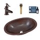 preview thumbnail 1 of 10, Schrodinger Copper 19" Oval Dual Flex Bath Sink with Ashfield Faucet Kit