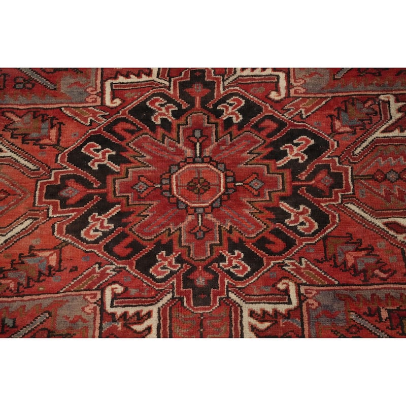 Hand Knotted Oriental 100% Wool Carpet Traditional Medallion Oranges & Rust Heriz Area Rug - 13' 1'' X 10' 2''