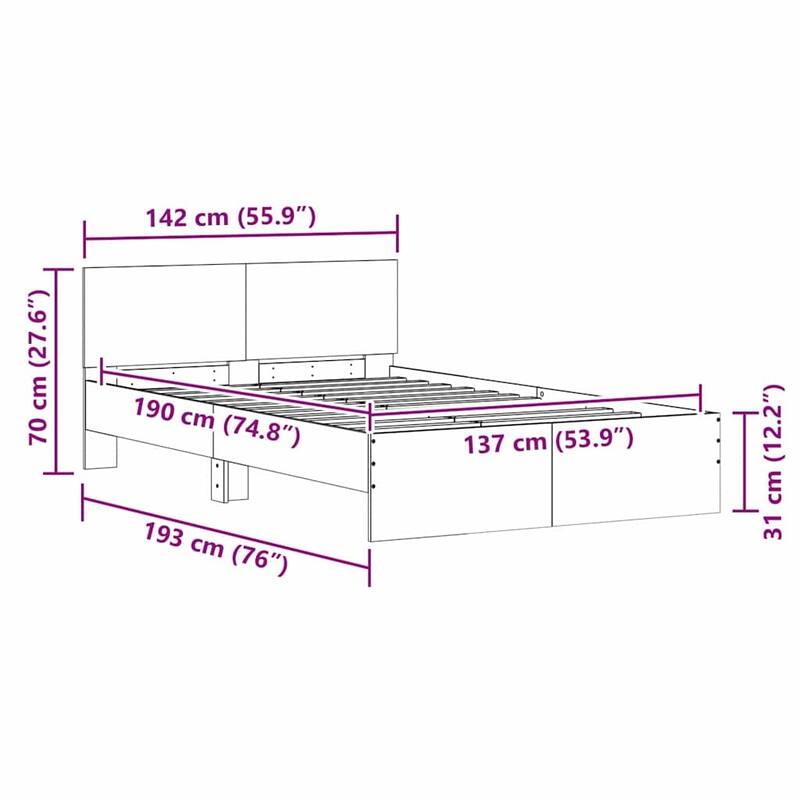 vidaXL Bed Frame Sonoma in Engineered Wood