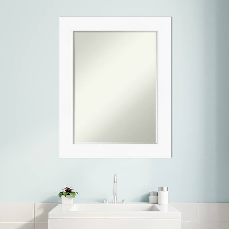 Petite Bevel Bathroom Wall Mirror - Cabinet White Frame - Cabinet White - 23 x 29 in