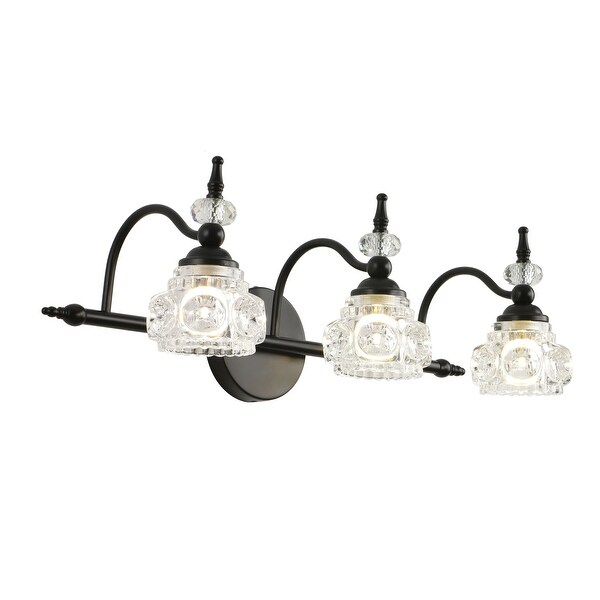 3 Lights Bathroom Lighting,Vintage Bathroom Vanity Light with Crystal Glass  Shade - On Sale - Bed Bath & Beyond - 37909261