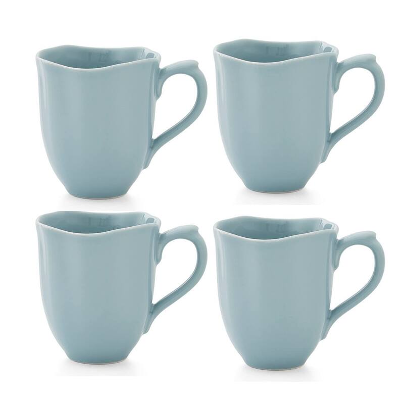 Portmeirion Set of 4 Sophie Conran Floret 14 Ounce Coffee Mugs - Robin's Egg (Blue) - 4 Piece