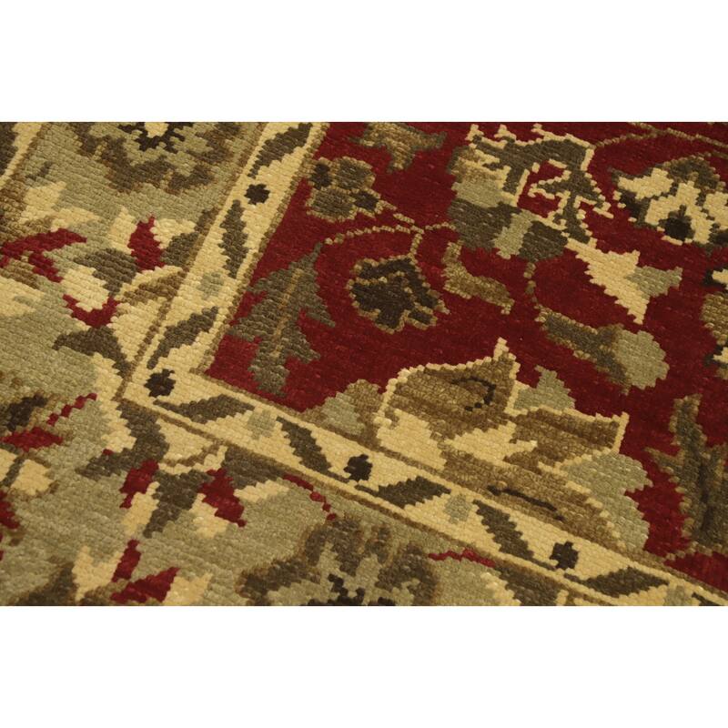 Red Floral Indian Area Rug 6x10 - 9' 10'' X 6' 5''