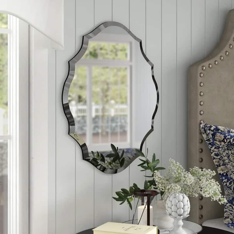 Wall Asymmetrical Silver Glass Mirror - 28 in.W x 22 in.H