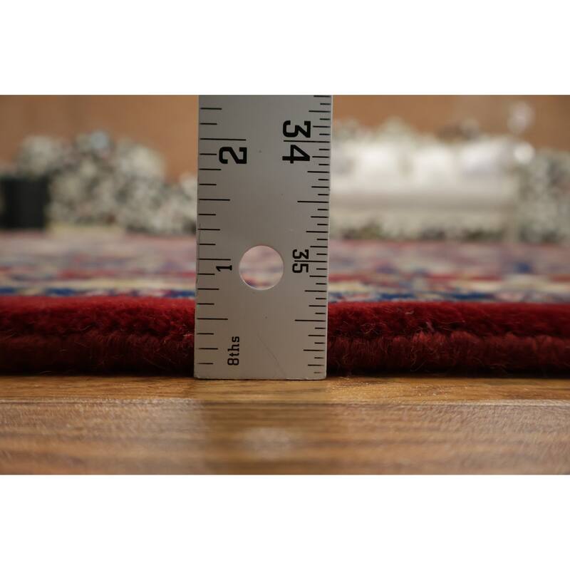 Hand Knotted Oriental 100% Wool Carpet Traditional Traditional Red Kashan Area Rug - 9' 11'' X 7' 11''