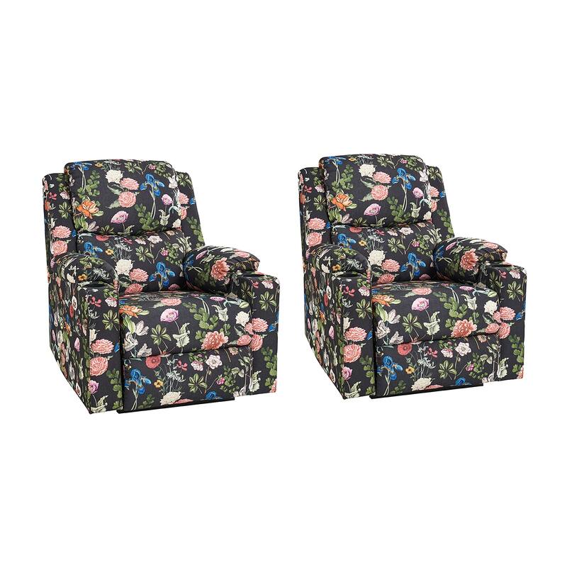 Larry Traditional Floral Dual Motor Heated Lift Assist Power Recliner with Massage Set of 2 by HULALA HOME