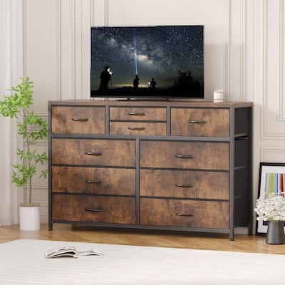 10 Drawer Dresser,TV Stand Entertainment Center Fabric Storage