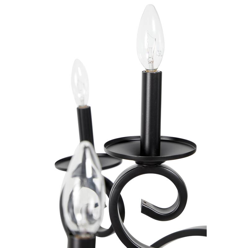 Black Metal Antique Style 18 Light Room Chandelier with Scrolls