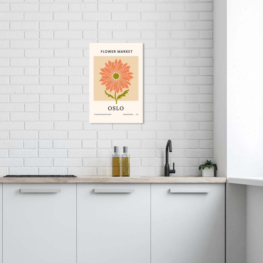 Wynwood Studio Canvas Advertising Flower Market Oslo Orange and Salmon Modern & Contemporary Wall Art Canvas Print