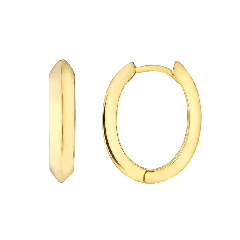 Curata 10k Yellow Gold 13.2x3.39mm Knife Edge Oval Hoop Earrings
