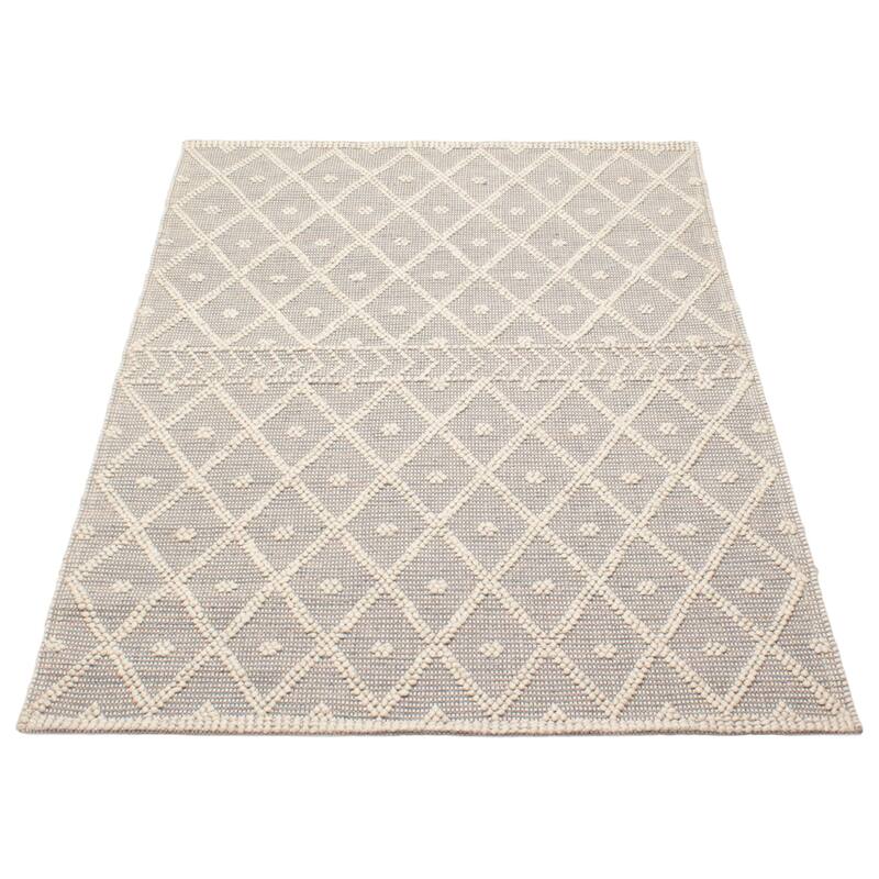 ECARPETGALLERY Braid weave Sienna Grey Wool Rug - 5'3 x 7'11