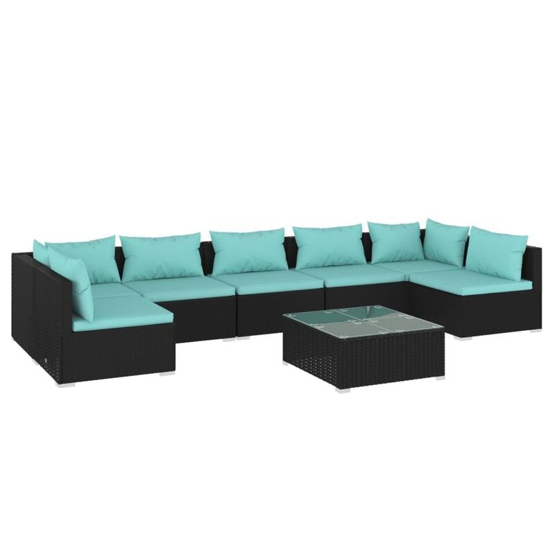 vidaXL Patio Lounge Set Outdoor Sectional Sofa Set Table Garden Poly Rattan - 27.6" x 27.6" x 23.8"