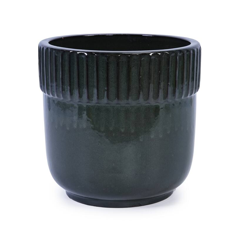 Glossy Ribbed Handmade Ceramic Planter Pot, for Succulents and Herbs