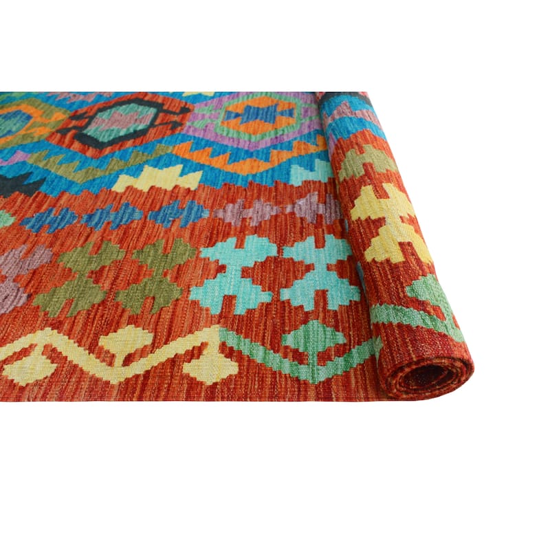 Flatweave Vallen Turquoise/Red Rug - 8'5" x 9'8"