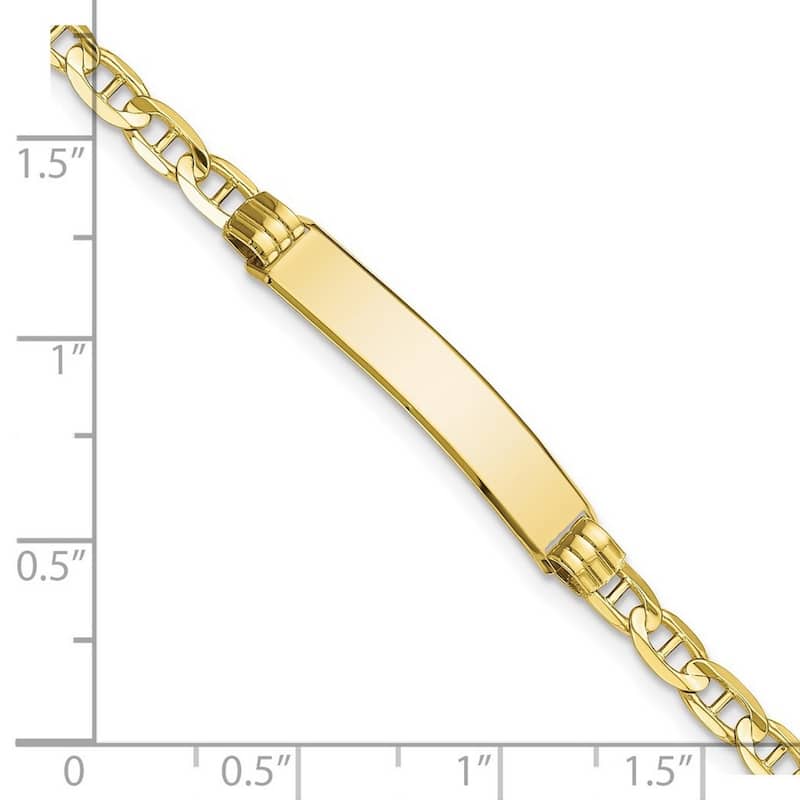 Curata 10k Yellow Gold Engravable 5.1mm Mariner Anchor Link ID Bracelet
