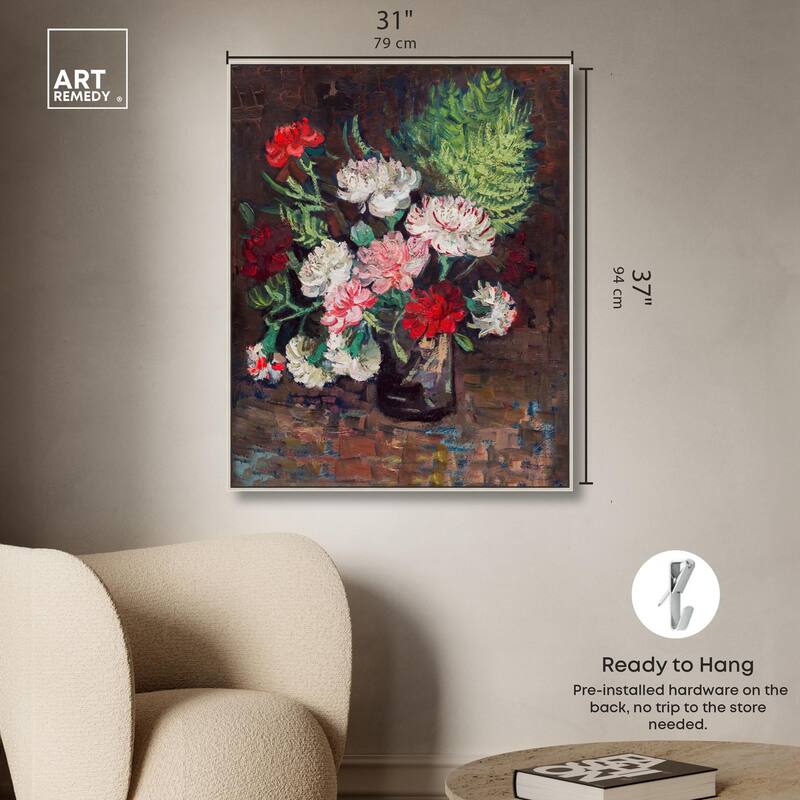 Vase with Carnations Canvas by Art Remedy