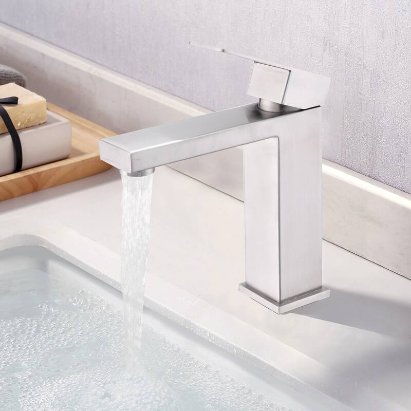 Single Handle Single Hole Lavatory Bathroom Faucet - 7x5 - Brushed Nickel