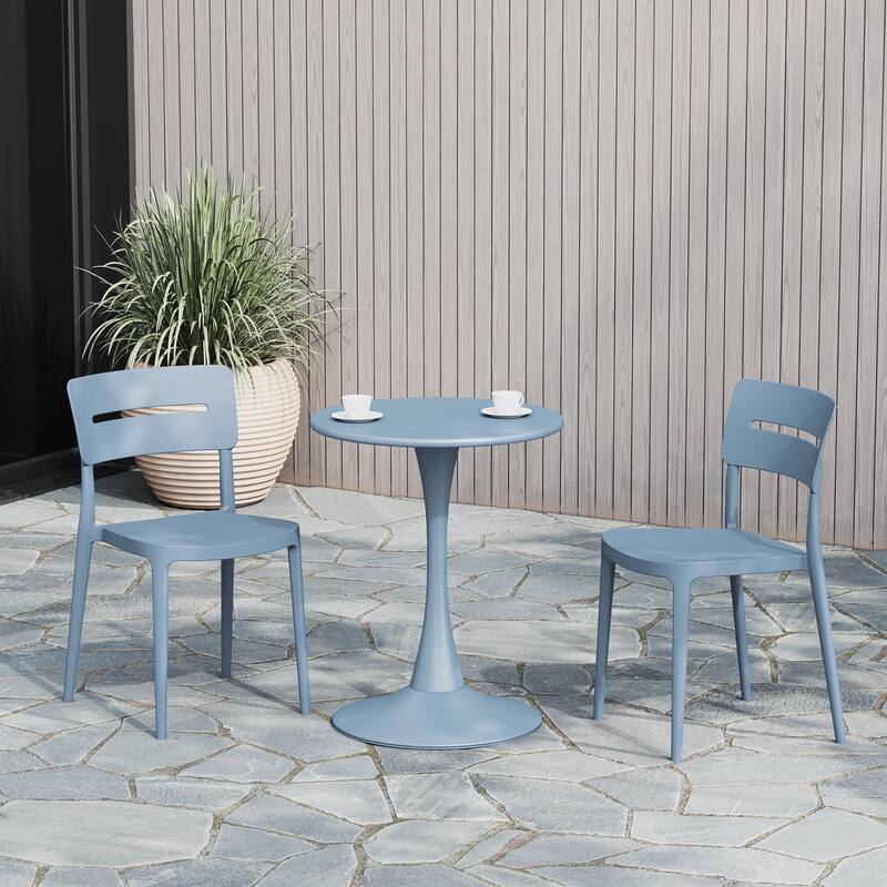 Frond and Form Modern Outdoor Patio Stacking Dining Side Chair (Set of 2)