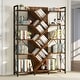 preview thumbnail 2 of 7, Moasis Wood 5-Tier Large Tree Bookshelf Industrial Open Bookcase