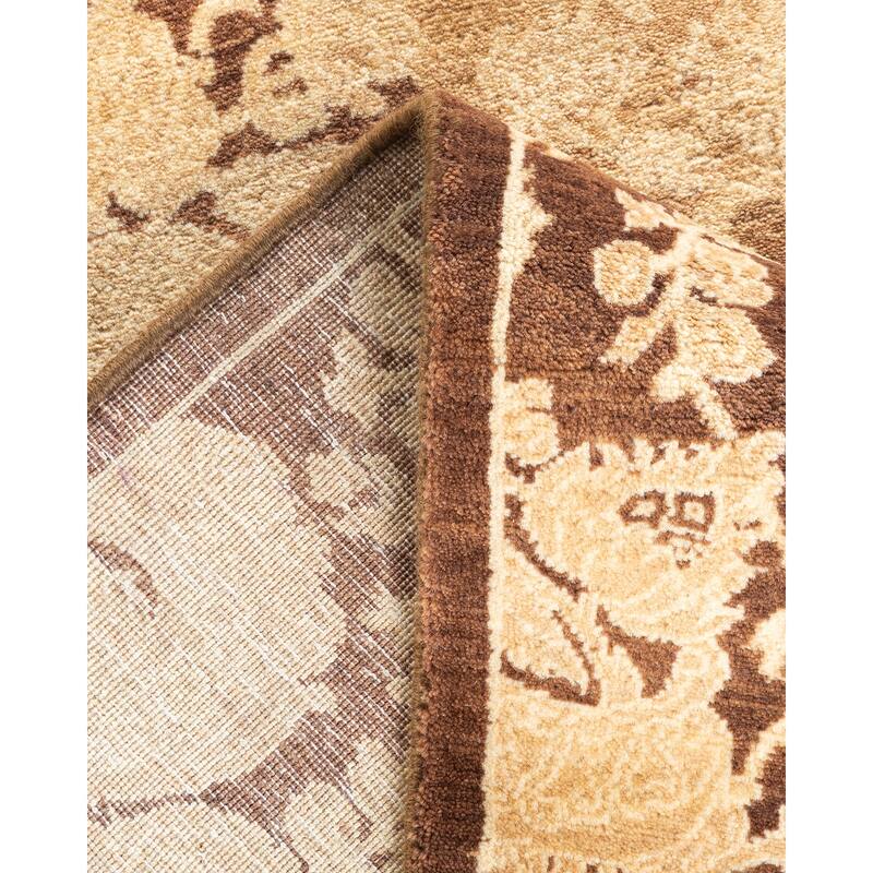 Overton Handknotted Wool Traditional Abstract Brown Runner