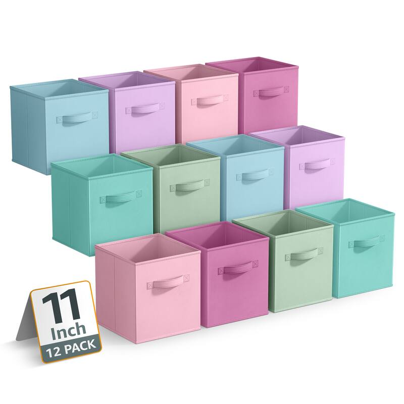 Sorbus 12 Pack Storage Bins - Sturdy Fabric Cubes with Handle - 10.5" L x 10.5" W x 11" H