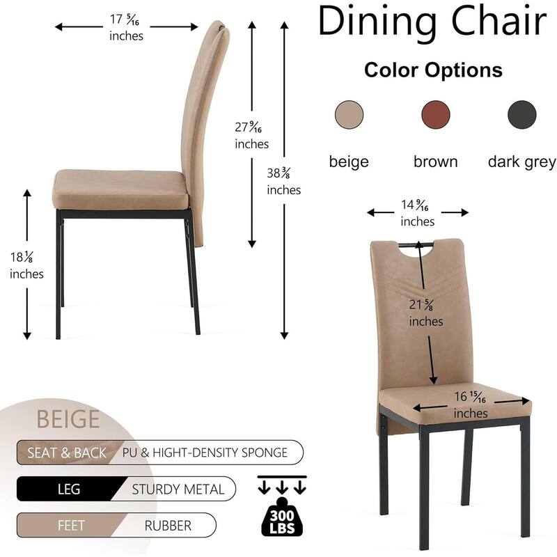 Howtai Upholstered PU Leather Home Kitchen Dining Chairs