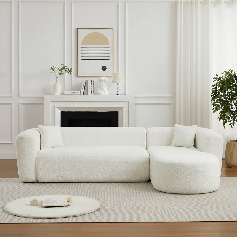 L-Shaped Modular Sectional Sofa, Comfy Chenille Boneless Cloud Couch, Corner Deep Seat Sofa with 2 Throw Pillows
