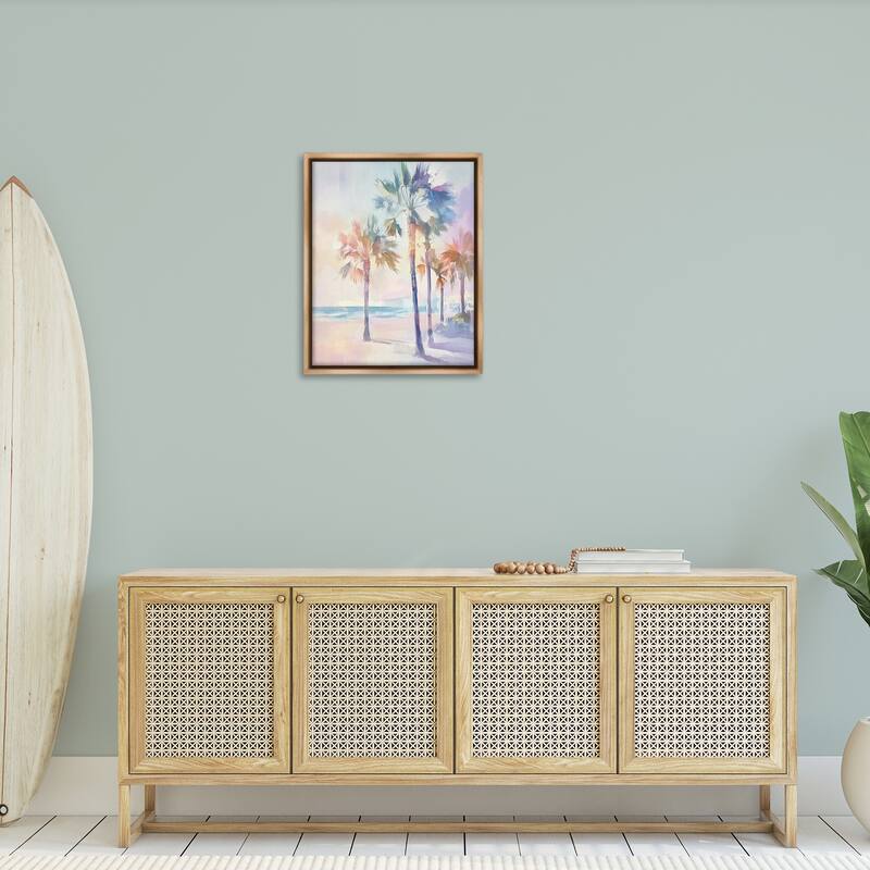 Stupell Pastel Warm Palm Trees Framed Floater Canvas Wall Art Design By Arlington Prints