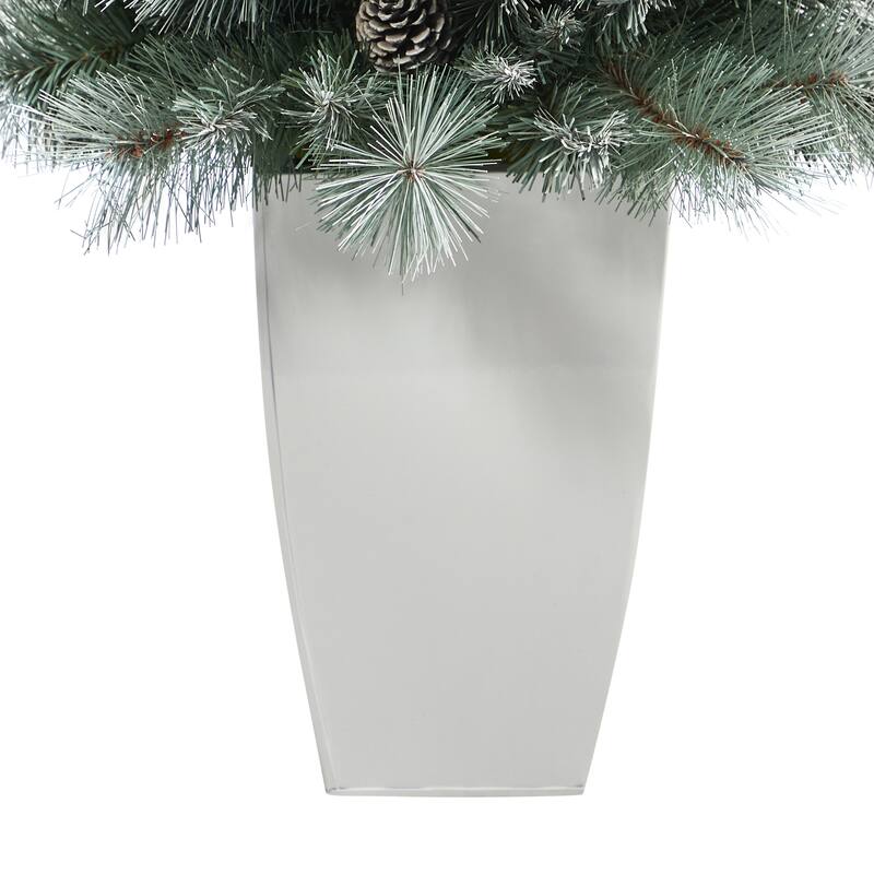 3.5' Frosted Artificial Christmas Tree with 50 Lights in Planter