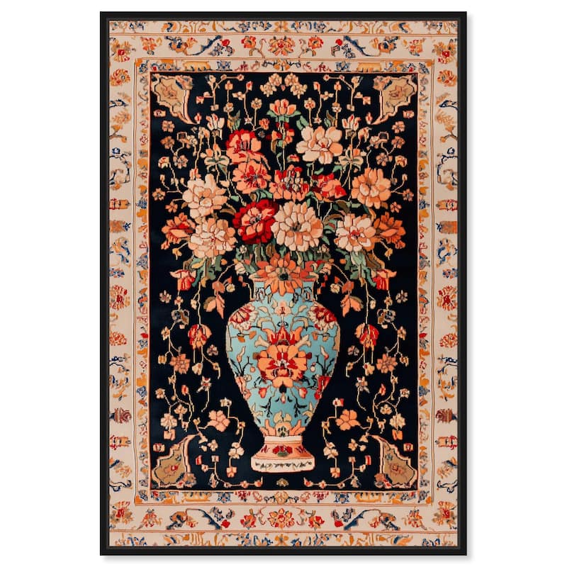 Persian Vase and Flowers II Canvas by Art Remedy - 30" x 45" - Black