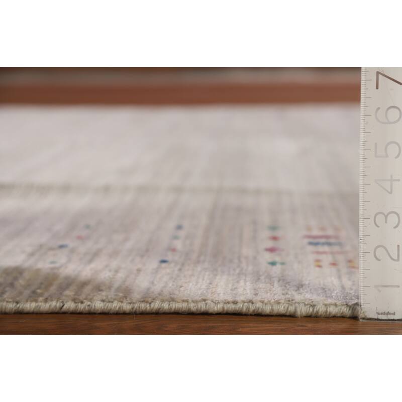 Hand Knotted Oriental 100% Wool Carpet Tribal Tribal Beige & Ivories Gabbeh Area Rug - 9' 10'' X 7' 9''