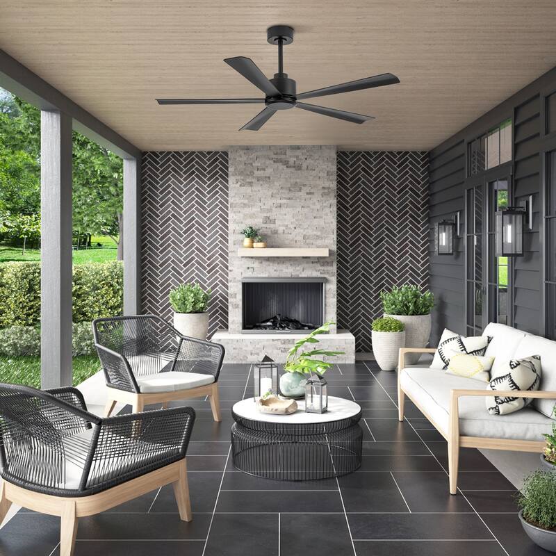 52 Inch Black/Gold Ceiling Fan with Remote Without Light(5-Blade)