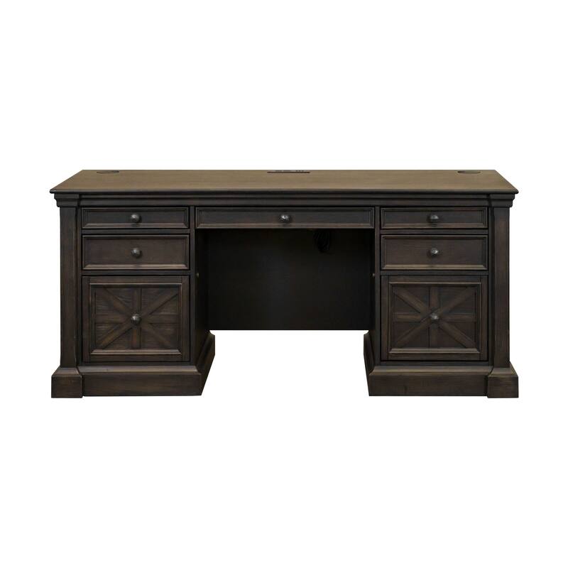 Traditional Credenza, Wood Office Desk, Writing Table, Storage Desk, Dark Brown