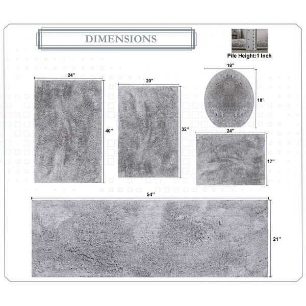 dimension image slide 20 of 28, Luxury Plush Bathroom Rug Set - Quick-Dry, Soft Microfiber, Non-Slip, Absorbent & Washable Bath Mats