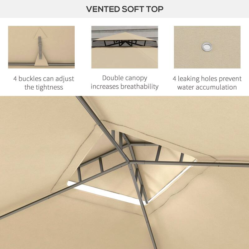 9.6' x 11.6' Outdoor Patio Gazebo with 2-Tier Roof, Netting, and Steel Frame for Garden, Lawn, Backyard, and Deck