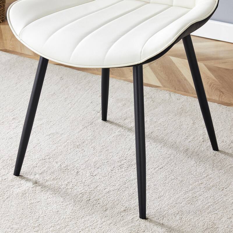 Vertical Striped Backrest Dining Chair with Metal Legs Upholstered Chair for Dining Room Dining Chair, Set of 4