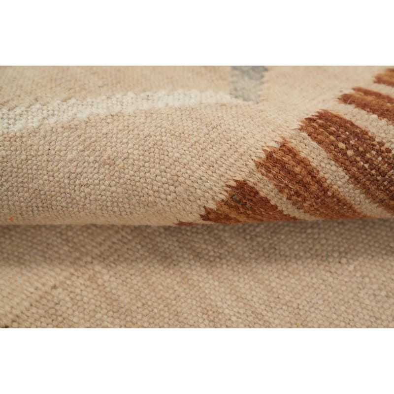 Hand Woven Oriental 100% Wool Carpet Southwestern Modern Beige & Ivories Kilim Area Rug - 6' 3'' X 4' 0''