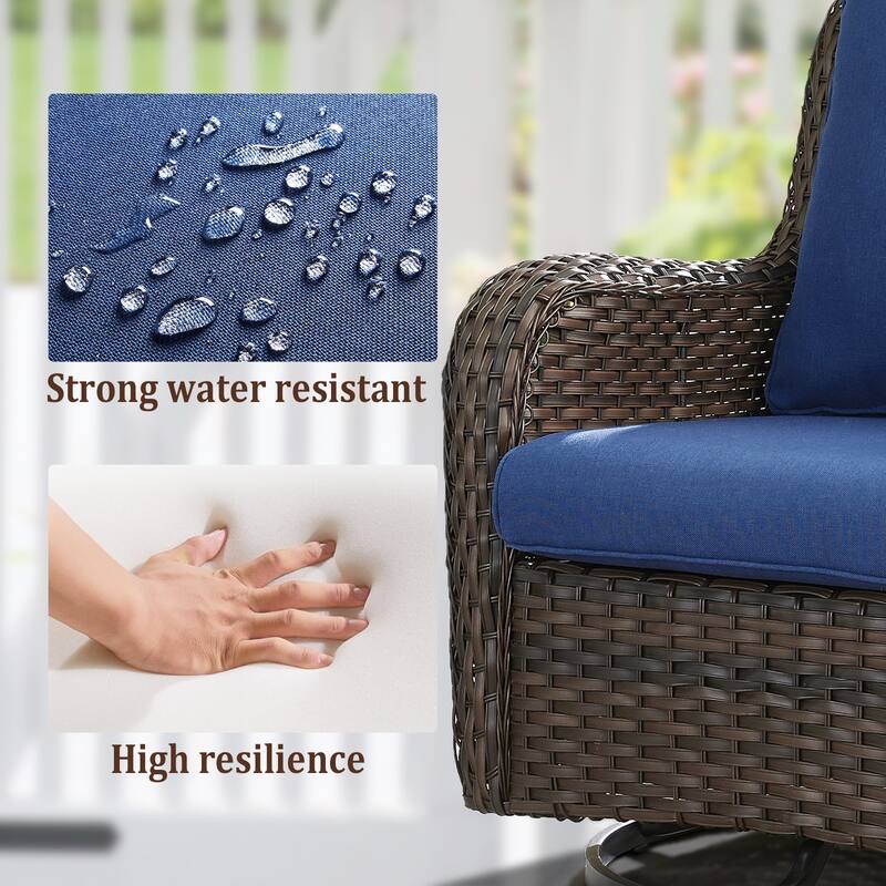 Gymojoy Wicker Swivel Glider Chair with Water-Resistant Olefin Cushions