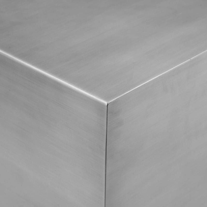 Brioni 16 Inch Side End Table, Square Top, Brushed Silver Metal Frame