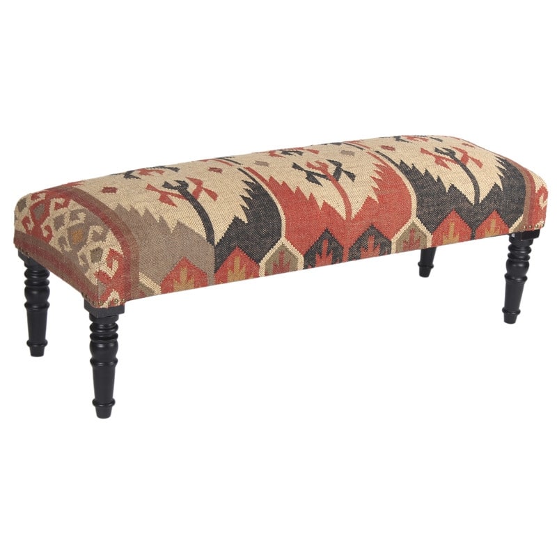 Handmade Indo Upholstered Bench - 47" L x 18" W x 16" H - 47" L x 18" W x 16" H - 47" L x 18" W x 16" H
