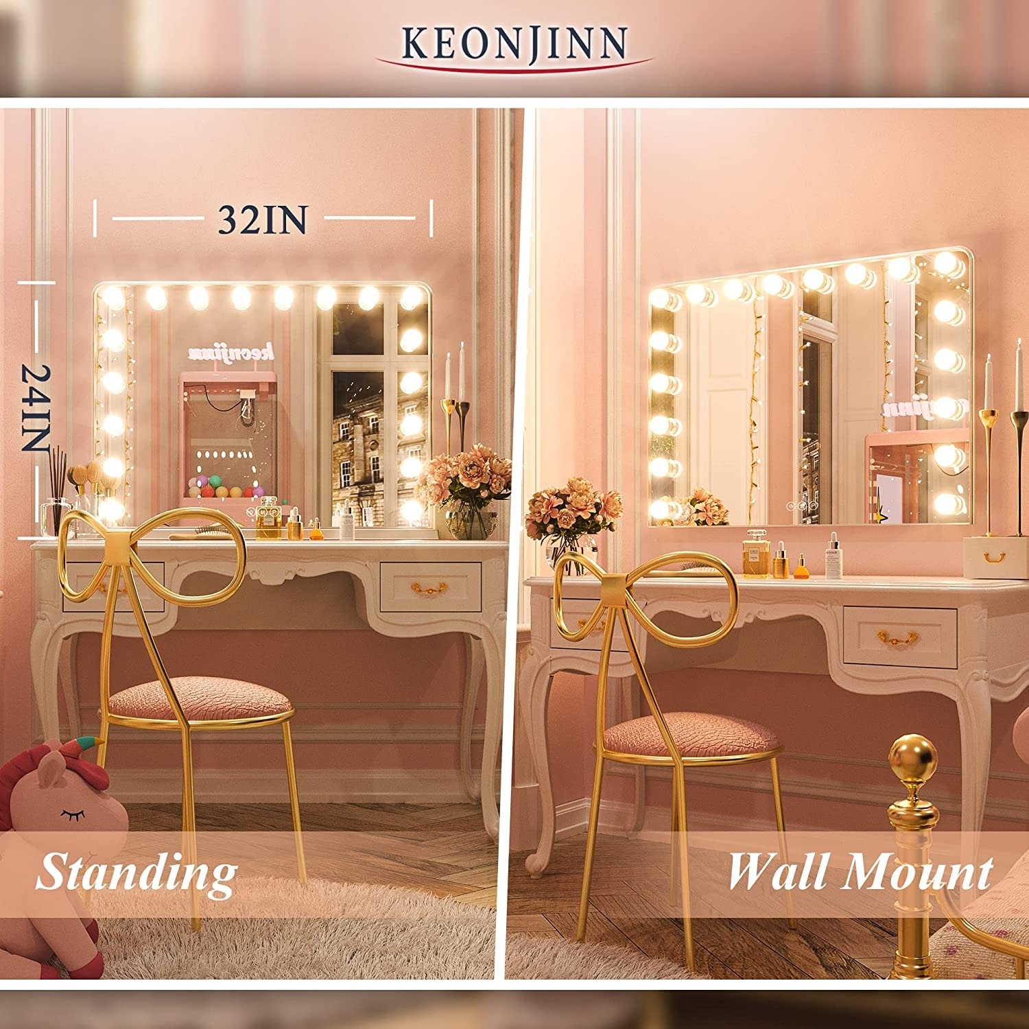 Makeup mirror with light bulbs outlet