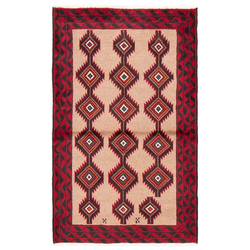 ECARPETGALLERY Hand-knotted Royal Baluch Tan Wool Rug - 3'4 x 5'4 - Tan - 3'4 x 5'4
